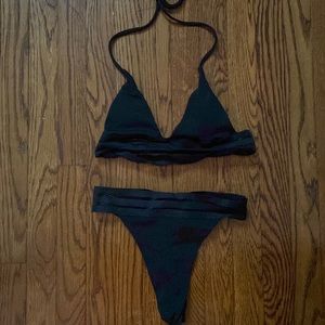 SHEIN black high waisted thong bikini